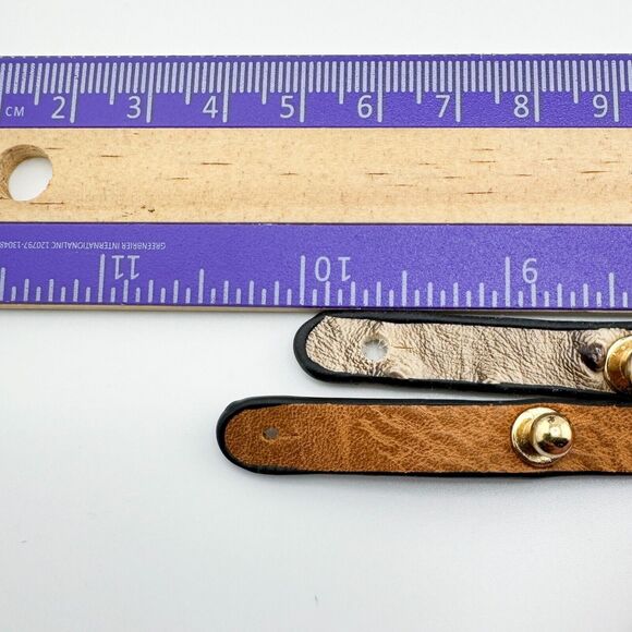 2 Faux Leather Belt Bracelets Ostrich Tan Brown Casual Minimalist Preppy - Picture 8 of 9